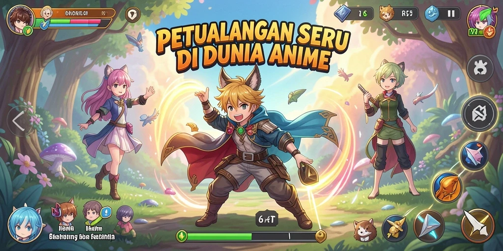 Screenshot gameplay 6RT menampilkan karakter anime yang beraksi.
