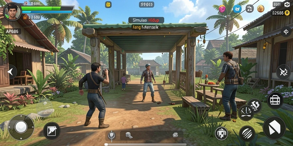 Tampilan gameplay AP686 yang seru dan interaktif dalam simulasi kehidupan.
