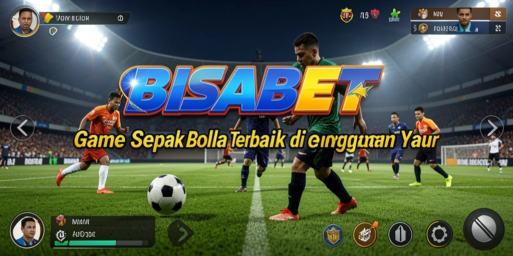 Tangkapan layar utama BISABET menampilkan aksi pertandingan sepak bola yang mendebarkan.