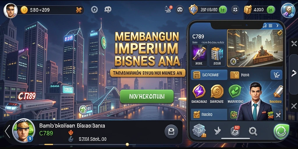 Tampilan gameplay C789 yang menarik dan penuh strategi bisnis.