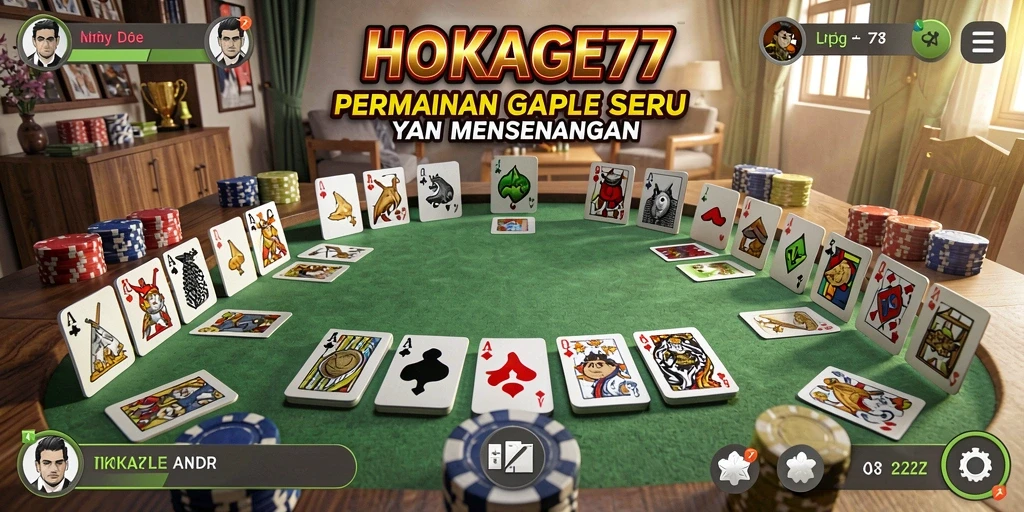 Tangkapan layar gameplay HOKAGE77 yang menunjukkan momen seru bermain Gaple.