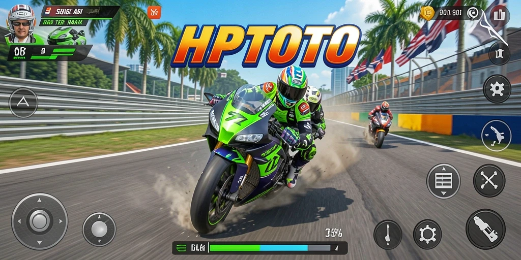 Tampilan seru balapan motor di HPTOTO dengan grafik menakjubkan.