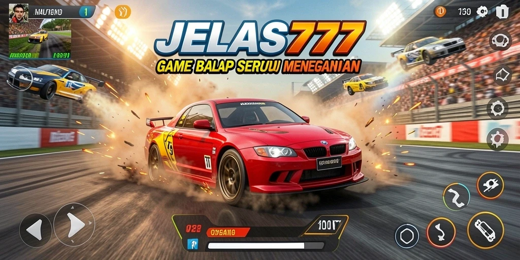 Tampilan gameplay menarik dari JELAS777 dengan mobil balap yang memacu adrenalin.