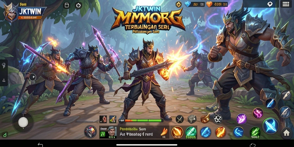 Tampilan gameplay JKTWIN yang menakjubkan dengan dunia fantasy.