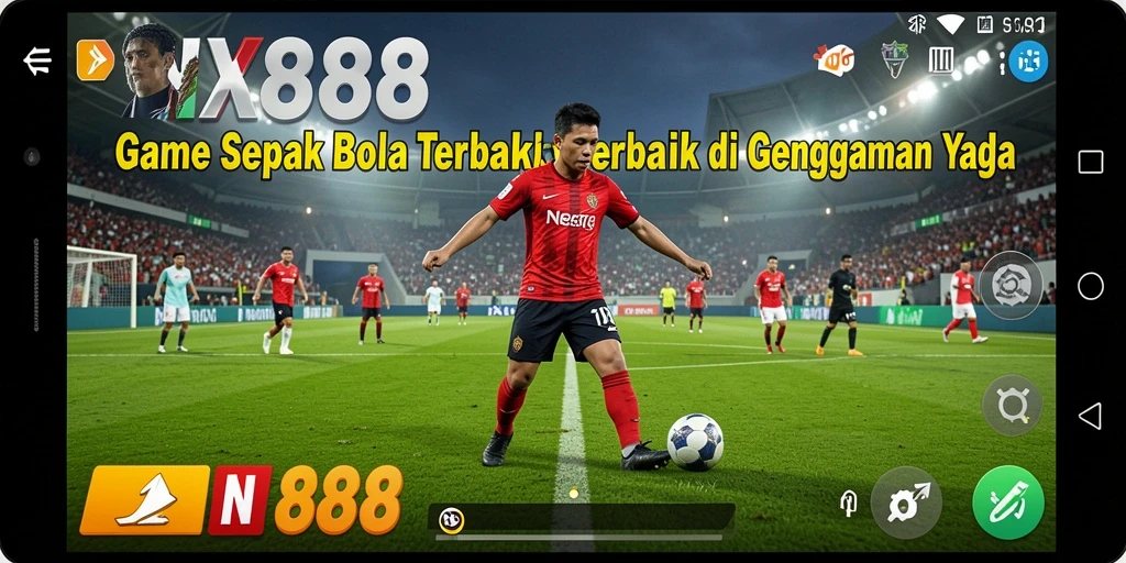 Tampilan gameplay NX888 yang menegangkan dalam pertandingan sepak bola.