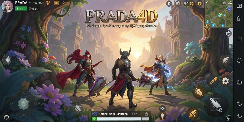 Tangkapan layar menampilkan aksi seru dalam petualangan RPG di PRADA4D.