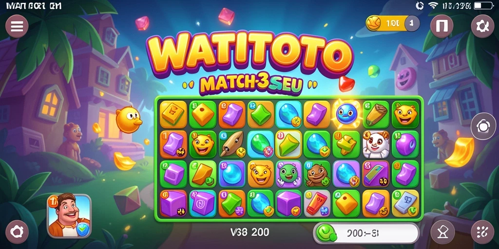 Tangkapan layar gameplay WATITOTO yang menampilkan keseruan Match-3.