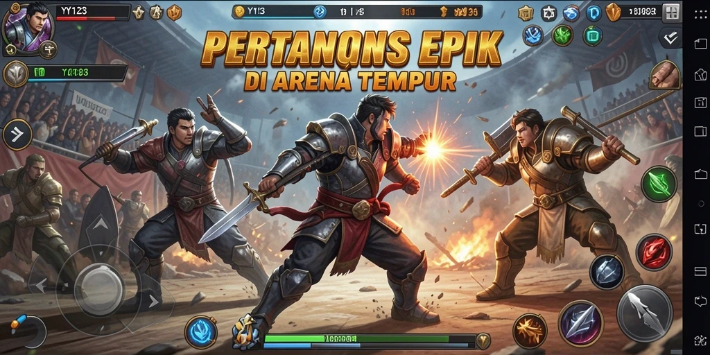 Tampilan gameplay intens dan pertarungan seru di YY123.